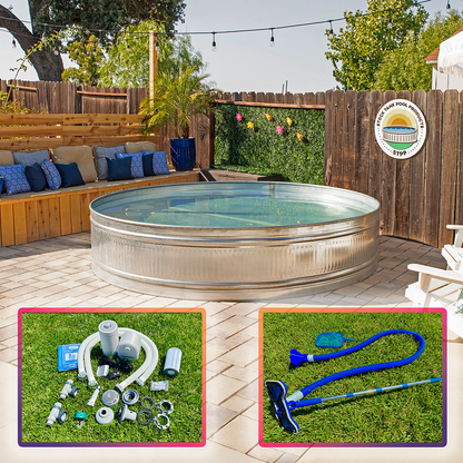 ALL-IN-ONE DELUXE: DIY Stock Tank Pool Kit with Blue Water Vacuum
